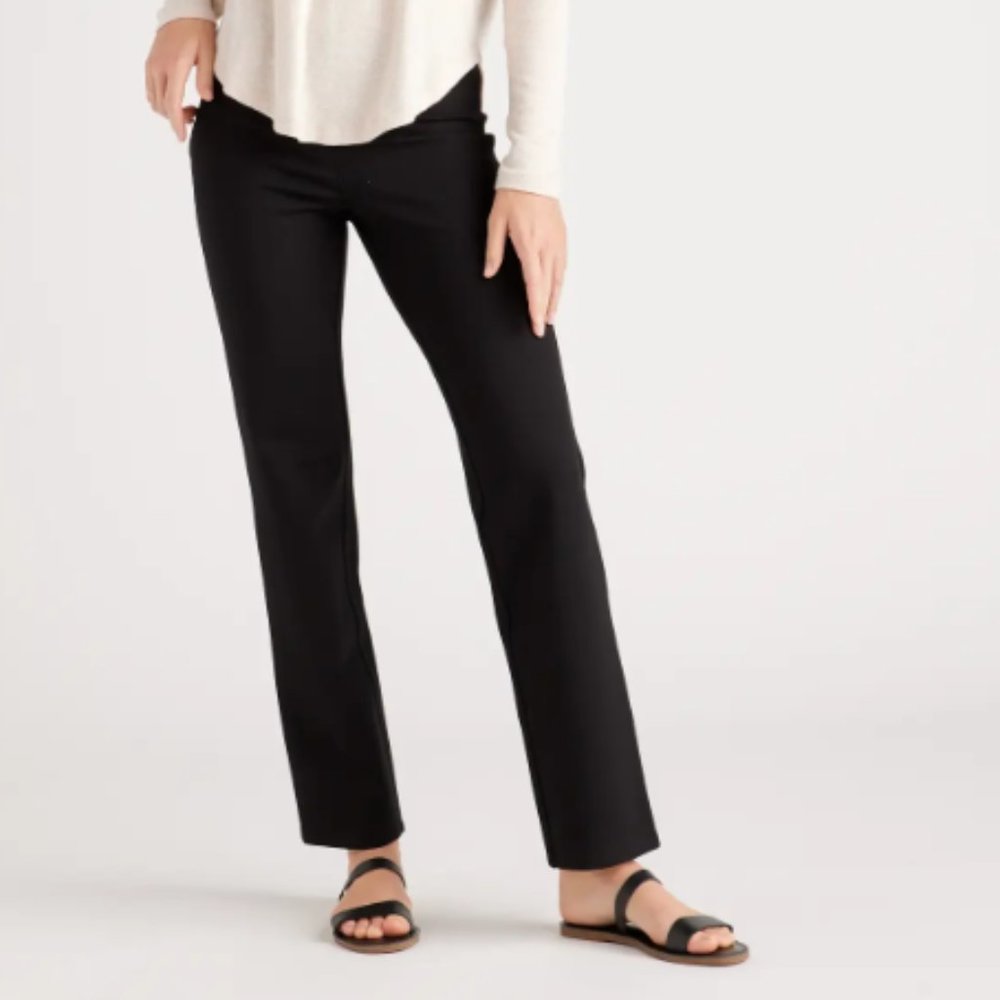 Quince Ultra-Stretch Ponte Straight Leg Pant Colo Black Size XS